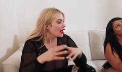 Sissy maid trained to suck cock and practices on latex gimp