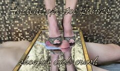 Ancient opentoe golden pumps shoejob cock crush