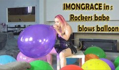 Rocker girl blows balloons