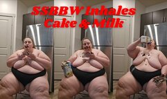 SSBBW Inhales Cake with Milk