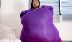 Sexy Camylle Does Body Inflation Stuffing Her Oversized Purple Jumper With Cotton