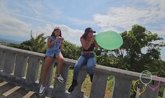 Blow to pop with Nicoll and Carmen outdoors