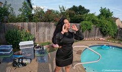 Maria - Sexy Black Satin Dress Swim in the Evening Sun