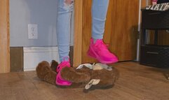 Pink sneaker trample