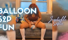 Looners: Sexy Redhead BBW Sits to Pop Pretty Balloons