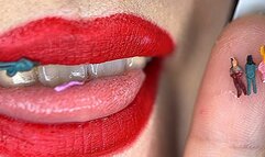 The mean giantess sucks the bottle into which she drooled and abandoned the tiny slaves mkv