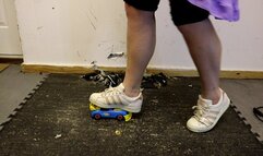 Custom- Adidas superstars crushing a helpless toy car