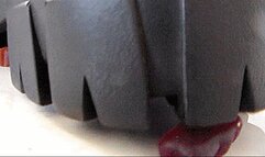 in heavy boots with a high platform clip