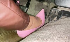 Cranking revving pink closed toe high heels