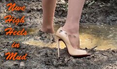 Sexy SweetLana in High heels pumps muddy walk, muddy girl, wet high heels, high heels in mud, shoes in mud