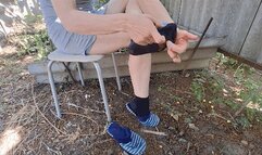 I have ripped my socks then burned my socks and slippers and walked barefeet S