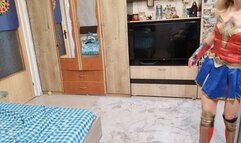 wonder woman vacuum clean the house then gonzo humps on her legs