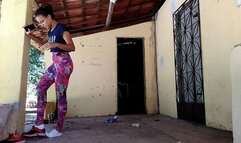 Girl in legging balIbusting