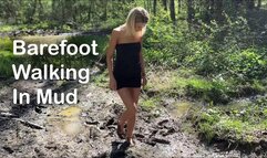SweetLana barefoot walking in deep mud, barefoot in mud, walking in mud, girl in mud
