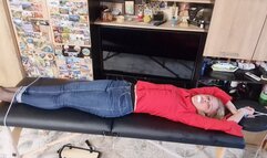 bondage, pantyhose, gagged with big apple, struggle