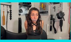 You find a girl with her mouth stuffed and gagged