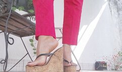 Diana Senior Dangling her sexy high heel wedges