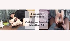 4 nuts, multiple orgasms, again! Footjob marathon 14, orgasm 9-12, sideways, reverse, and facing toejob footjob, sole fucking session, milf feet on BBC, full figure and above pov