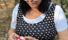 Smoking a Marlboro red in the woods