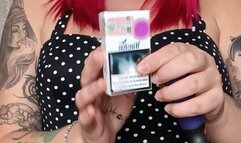 smoking girl poping mikkimouse balloons