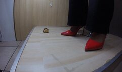 Candid under her desk