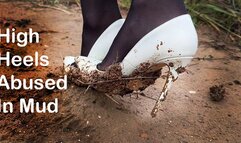 Sexy Alena in Muddy High Heels, White High Heels in Mud, High Heels Ruined in Mud, Girl Got Stuck in Mud
