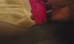 Fucking her pussy with a vibrating dildo