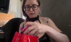 Mistress Emma tests her ears for strength, cleans her ears with clothespins on her ears - part 8