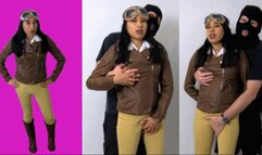 Aviator eRica is grounded for counterfeit cargo and gets her leather jacket admired