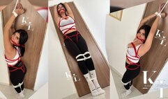 Simona's Blind Virtual Date Became a little too Real (Rope Bondage, Videocall, Roleplay, Struggling, Leggings, White Nike Crew Socks, Red Bandana Cleavegag, Door Tied)