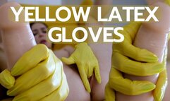 Yellow latex gloves