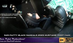 949-Patty Black Sandals (SCORCHING Tires in the) 2023 Mustang! (Foot Cam)