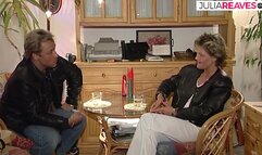 Retro German Casting Tour - Blonde girl finger fucks with a dildo while lover watches