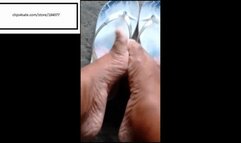 Dirtyblackhot Showing feet out sandals