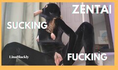 Velvet Zentai Suck and Fucks Dildo POV