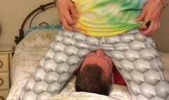 White Yoga Pants Swallows His Head