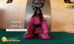 Marty pink gi POV karate kicks