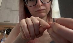 Emma bites her dirty nails with great enthusiasm - part two