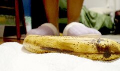 Squishing some over ripe bananas with my toes