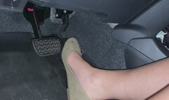 Tan flats on the pedals