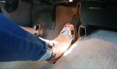 Driving silver high heels