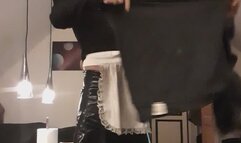 smoking maid doing gf chlothes