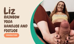 Liz Rainbow yoga handjob and footjob domination