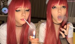 Redhead alt girl smoking for youWu
