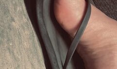 Flooring and revving in black flip flops