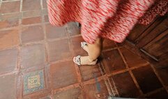 Katherine scratching fantasy on flat sandals