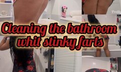 Cleaning the bathroom and farting a lot