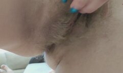 Redhead girl let her friend to fuck hairy pussy and cum on pussy hairs