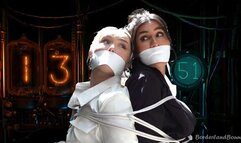 Bonnie & Scarlett in: Mmmpphing Woo-Sters Back in the Saddle: Beauties in Big Danger as Mad Scientist Reclaims the Resourceful Houdini-Bimbettes!