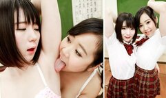 Sweaty School Uniform: Mio and Karin's Intense Armpit Licking Encounter!